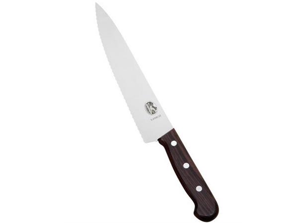 VICTORINOX Kokkekniv L:220mm, BØLGESKJÆR Med treskaft